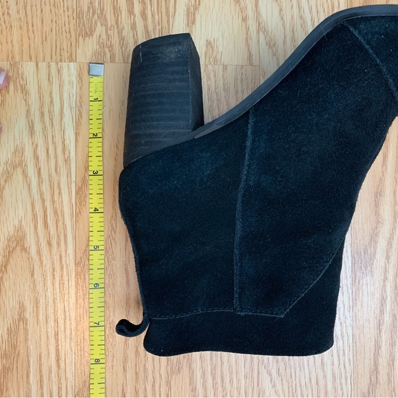 Toms Lunata booties heeled suede black stacked heels boots 6.5 - Picture 8 of 10
